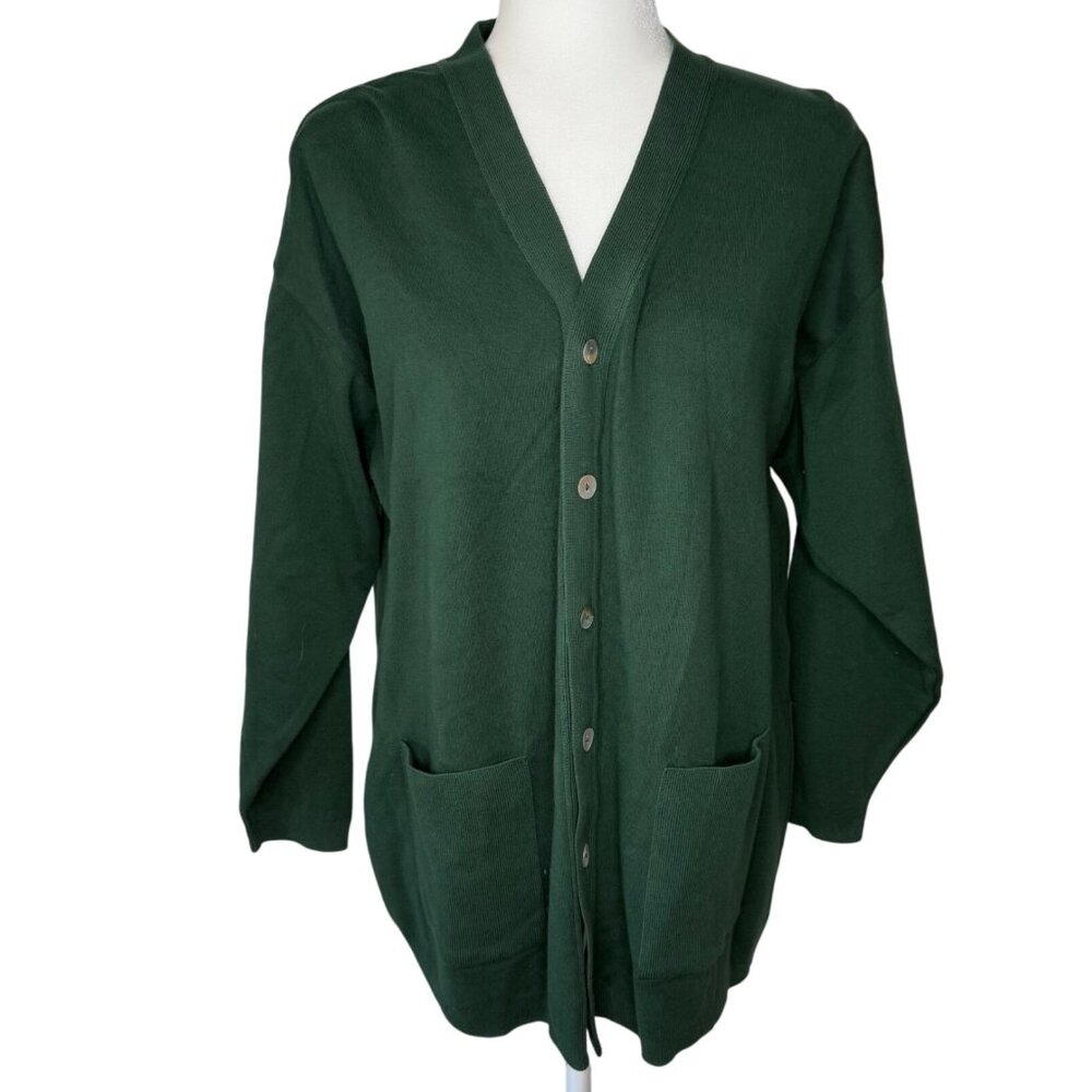 New Orleans‎ Knitwear 29" Cardigan Jacket Sweater Large NWT Emerald Green